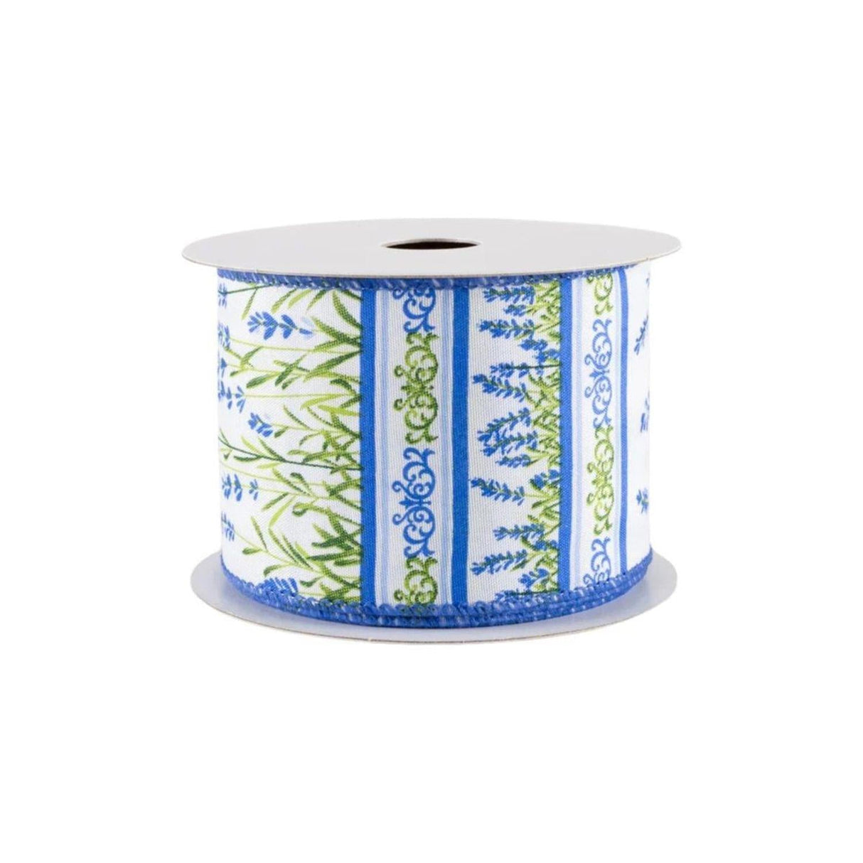 2.5" Bluebonnets Satin Ribbon: White (10 Yards)