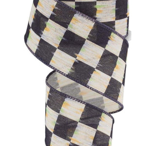 2.5" Bold Antique Checkerboard Ribbon: Black (10 Yards)