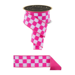 2.5" Bold Antique Fused Check: Hot Pink (10 Yards)