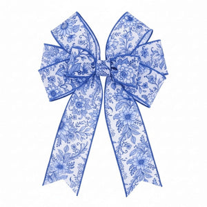 2.5" Chinoiserie Floral Ribbon: Blue (10 Yards)