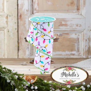 2.5" Christmas Lights Ribbon: Pastel (10 Yards)