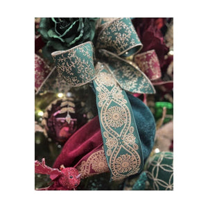 2.5" Deluxe Wavy Floral Ribbon: Hunt Green (10 Yards)