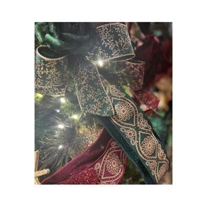 2.5" Deluxe Wavy Floral Ribbon: Hunt Green (10 Yards)
