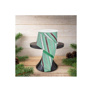 2.5" Diagonal Line Ribbon: Mint Green (10 Yards)