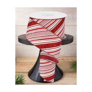 2.5" Diagonal Stripes Ribbon: Red (10 Yards)