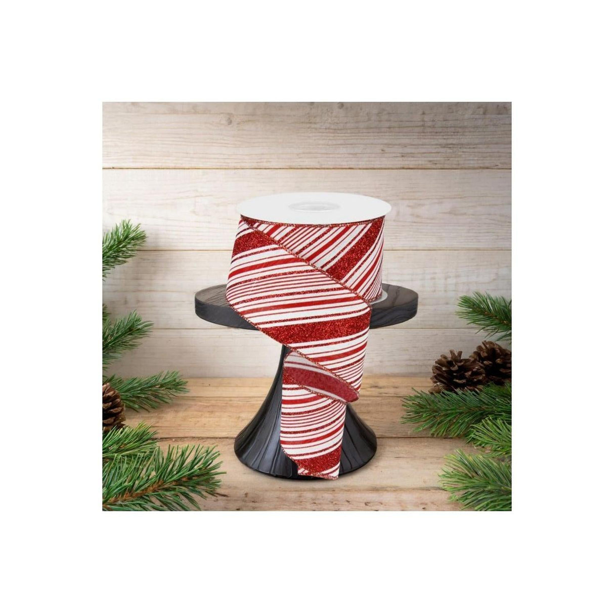 2.5" Diagonal Stripes Ribbon: Red (10 Yards)