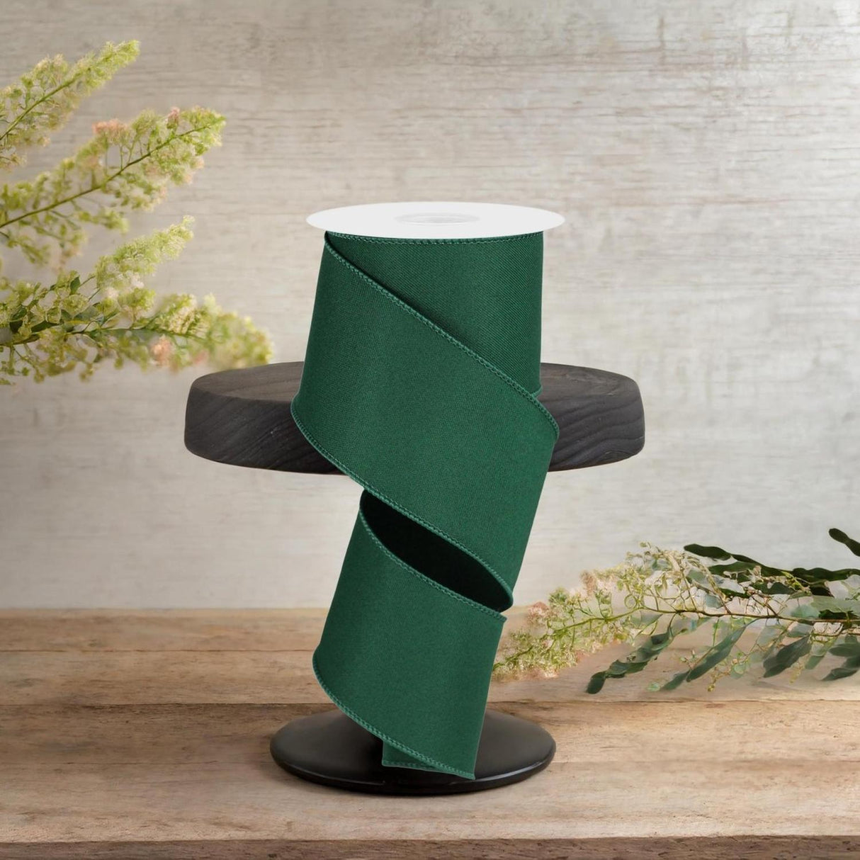 2.5" Diagonal Weave Ribbon: Hunt Green (10 Yards)