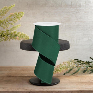 2.5" Diagonal Weave Ribbon: Hunt Green (10 Yards)