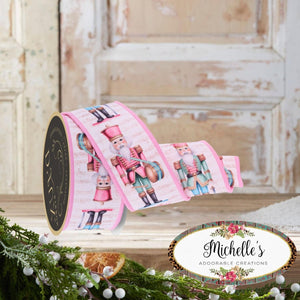 2.5" D'Lux Nutcracker Fused Ribbon: Pink (10 Yards)
