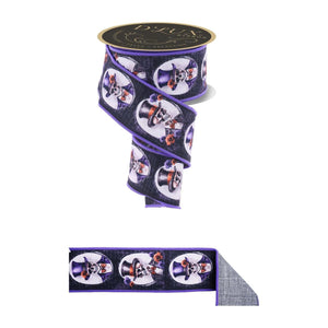 2.5" D'Lux  Skeleton Portraits Fused Ribbon: Purple (10 Yards)
