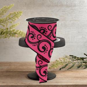 2.5" D'Lux Swirl Design Ribbon: Hot Pink (10 Yards)