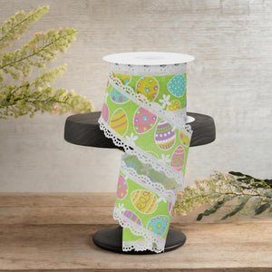 2.5" Easter Egg Lace Ribbon: Green (10 Yards)