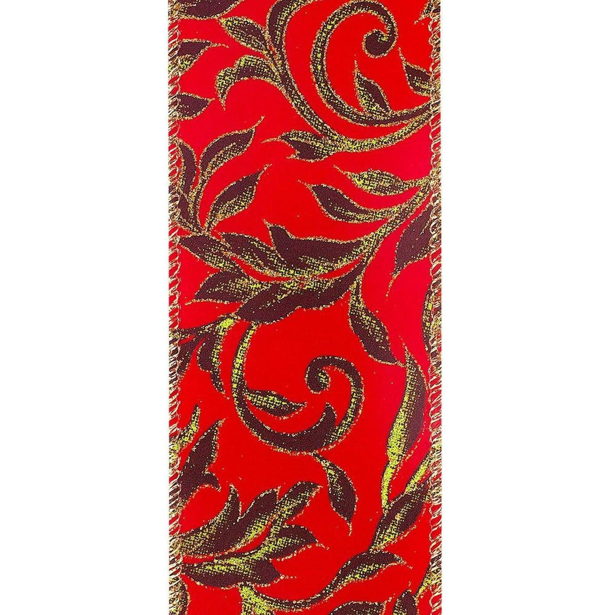 2.5" Exquisite Scroll Holiday Ribbon: Red (10 Yards)