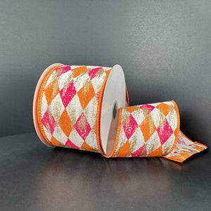 2.5" Faded Harlequin Ribbon: Orange/Pink (10 Yards)