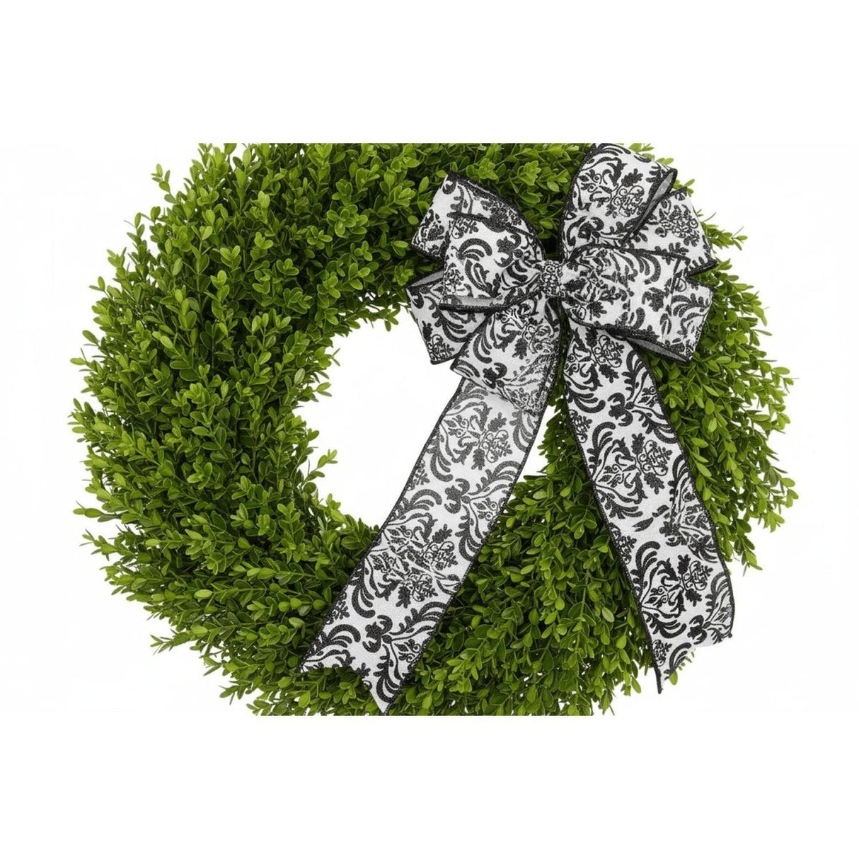 2.5" Faux Dupioni Damask Ribbon: Black & White (10 Yards)