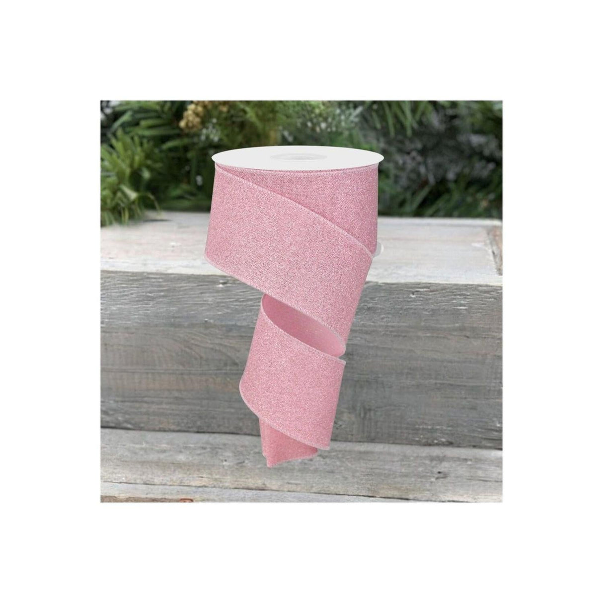 2.5" Fine Glitter On Faux Royal: Light Pink (10 Yards)