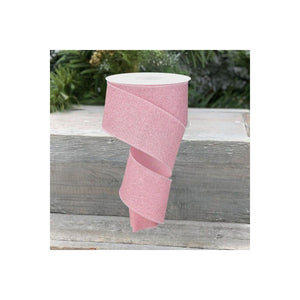 2.5" Fine Glitter On Faux Royal: Light Pink (10 Yards)