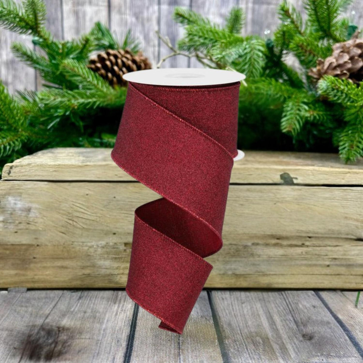 2.5" Fine Glitter On Royal Ribbon: Burgundy (10 Yards)