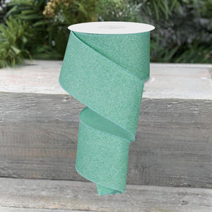 2.5" Fine Glitter on Royal Ribbon: Mint Green (10 Yards)