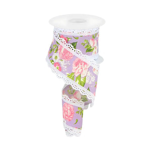 2.5" Floral Lace Ribbon: Lavender (10 Yards)