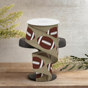 2.5" Football Royal Ribbon: Light Beige (10 Yards)