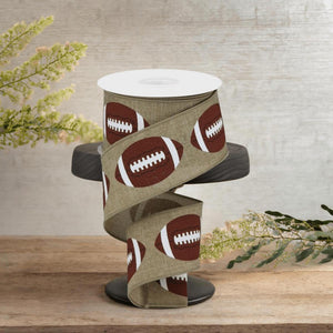 2.5" Football Royal Ribbon: Light Beige (10 Yards)