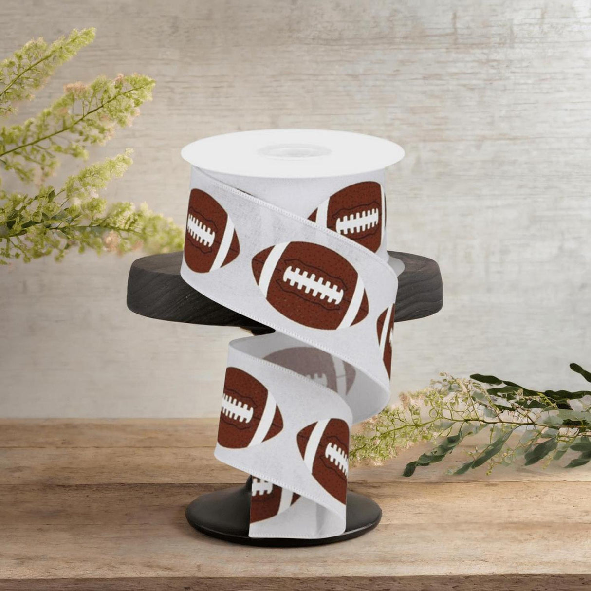 2.5" Football Royal Ribbon: White (10 Yards)