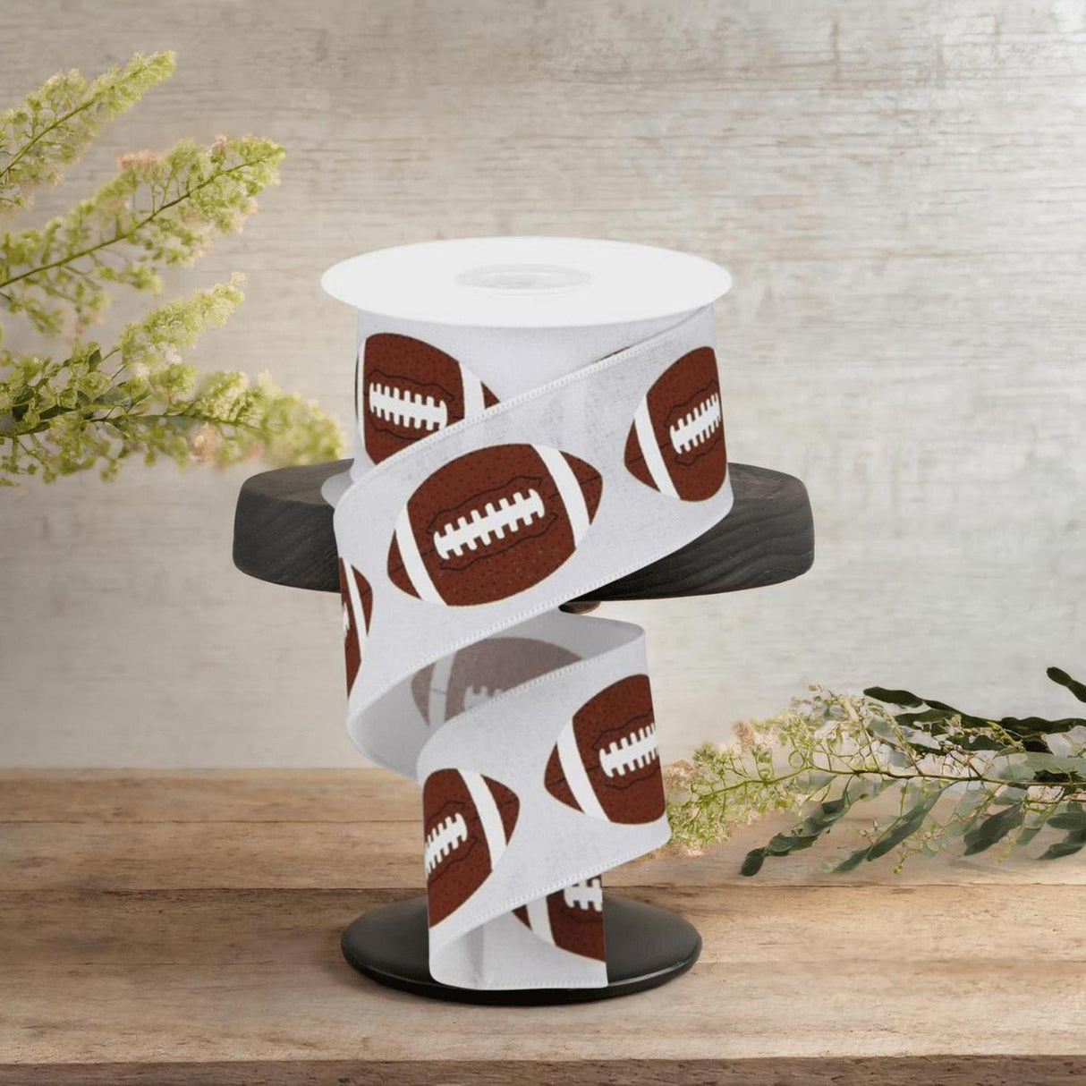 2.5" Football Royal Ribbon: White (10 Yards)
