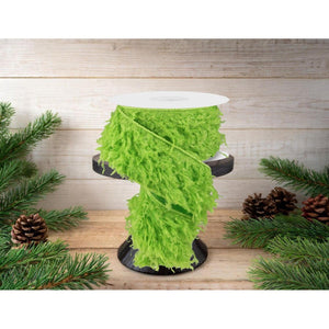 2.5" Furry Ribbon: Lime Green (10 Yards)