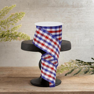 2.5" Gingham Plaid Ribbon: Patriotic (10 Yards)