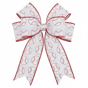 2.5" Glitter Baseball on Royal Ribbon: White (10 Yards)