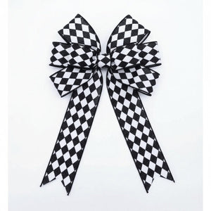 2.5" Glitter Jester Diamond Ribbon: Black & White (10 Yards)