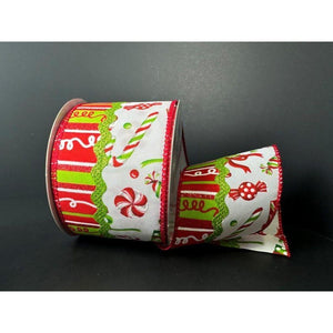 2.5" Glitter Loopy Ric Rac Ribbon: Lime, Red, White