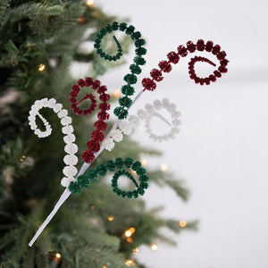25" Glitter Spike Coil Spray: Red/Green