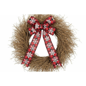2.5" Glittered Snowflakes Ribbon: Buffalo Plaid (10 Yards)