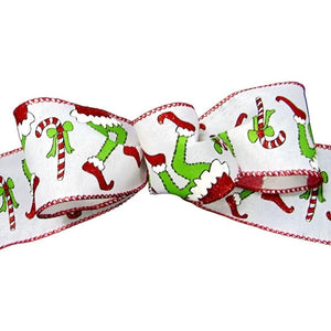 2.5" Green Monster Legs Ribbon: Red (10 Yards)