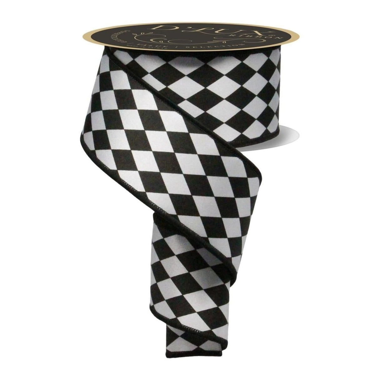 2.5" Harlequin Fused Back Ribbon: Black (10 Yards)
