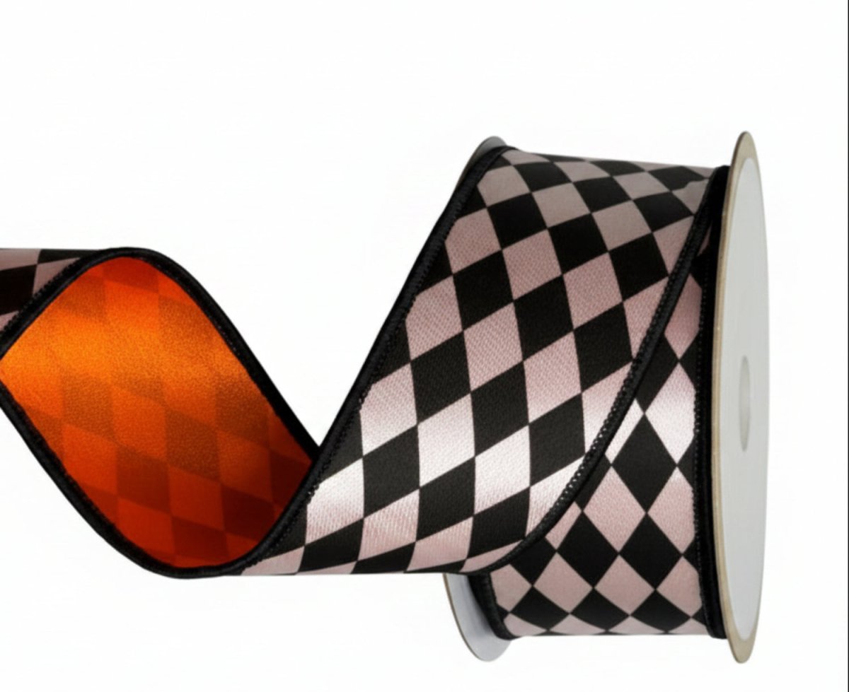 2.5" Harlequin Fused Back Ribbon: Orange (10 Yards)
