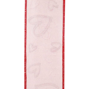2.5" Hearts Tangle Dupioni Ribbon: Pink (5 Yards)