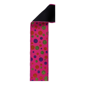2.5 in Glitter Polka Dot Fused Ribbon: Hot Pink (10 Yards)