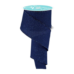 2.5" Irregular Spotted Glitter Ribbon: Navy Blue (10 Yards)