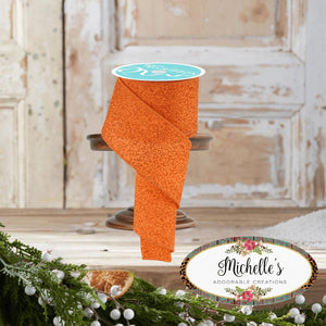 2.5" Irregular Spotted Glitter Ribbon: Orange (10 Yards)
