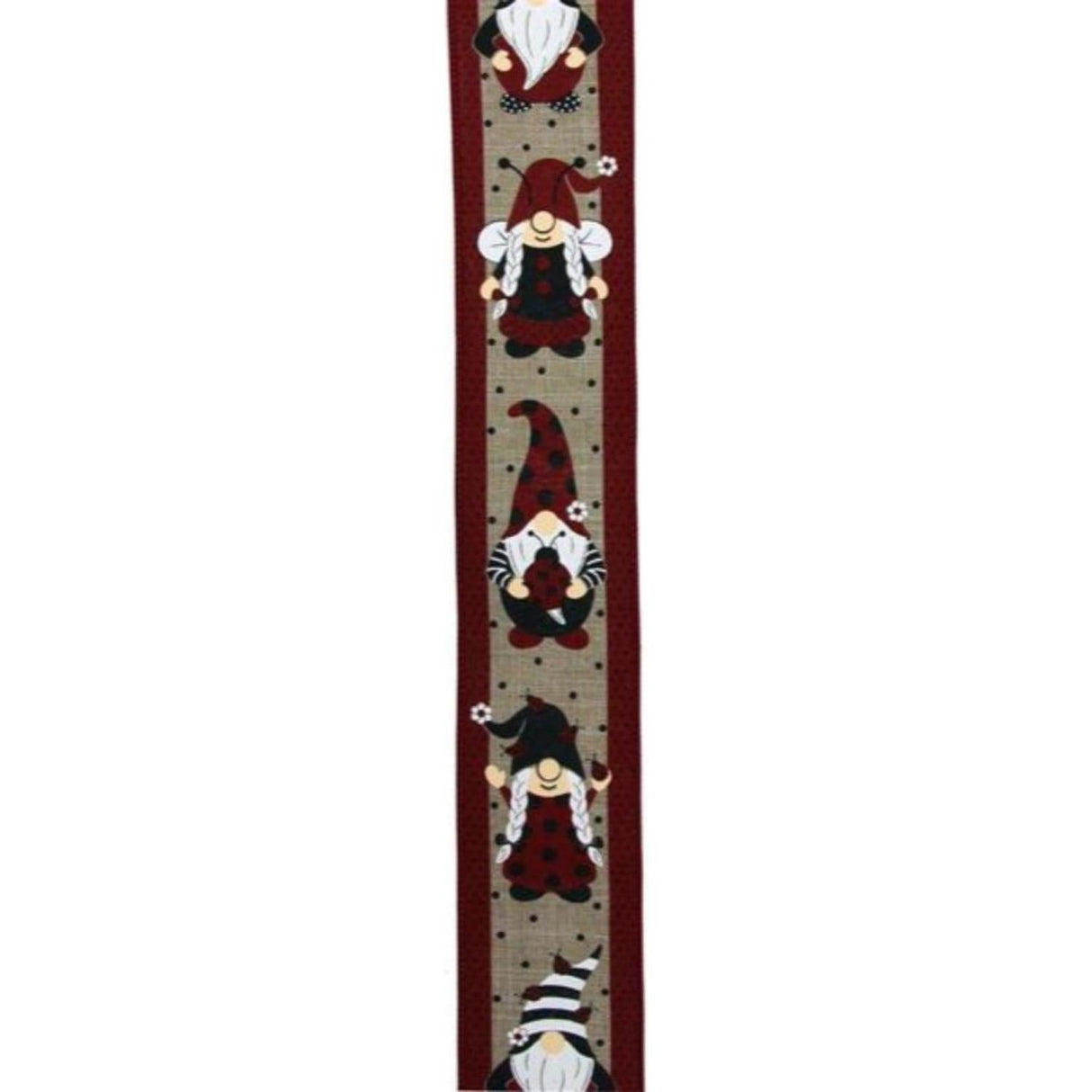 2.5" Ladybug Gnome Ribbon: Light Beige (10 Yards)