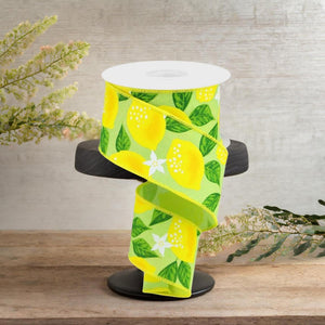 2.5"  Lemon On Royal Ribbon: Green (10 Yards)