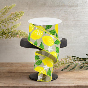 2.5"  Lemon On Royal Ribbon: Natural (10 Yards)