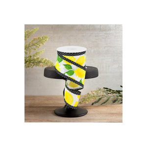 2.5" Lemon Swiss Dots Ribbon: White (10 Yards)