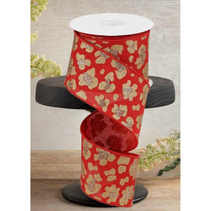 2.5" Leopard Print Ribbon: Red (10 Yards)