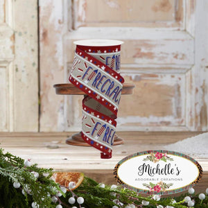 2.5" Lil Firecracker Patriotic Ribbon: Natural (10 Yards)
