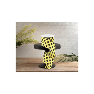 2.5" Medium Polka Dots: Yellow & Black  (10 Yards)