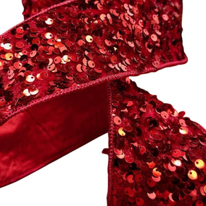 2.5" Metallic Sequin Ribbon: Red (10 Yards)